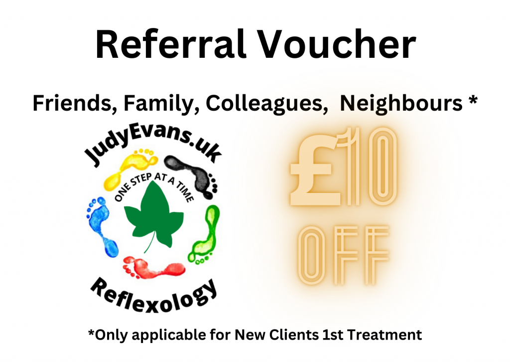 Referral Voucher.
Family, Friends, Colleagues & Neighbours. *
£10 Off

* Only applicable for New Clients 1st Treatment
